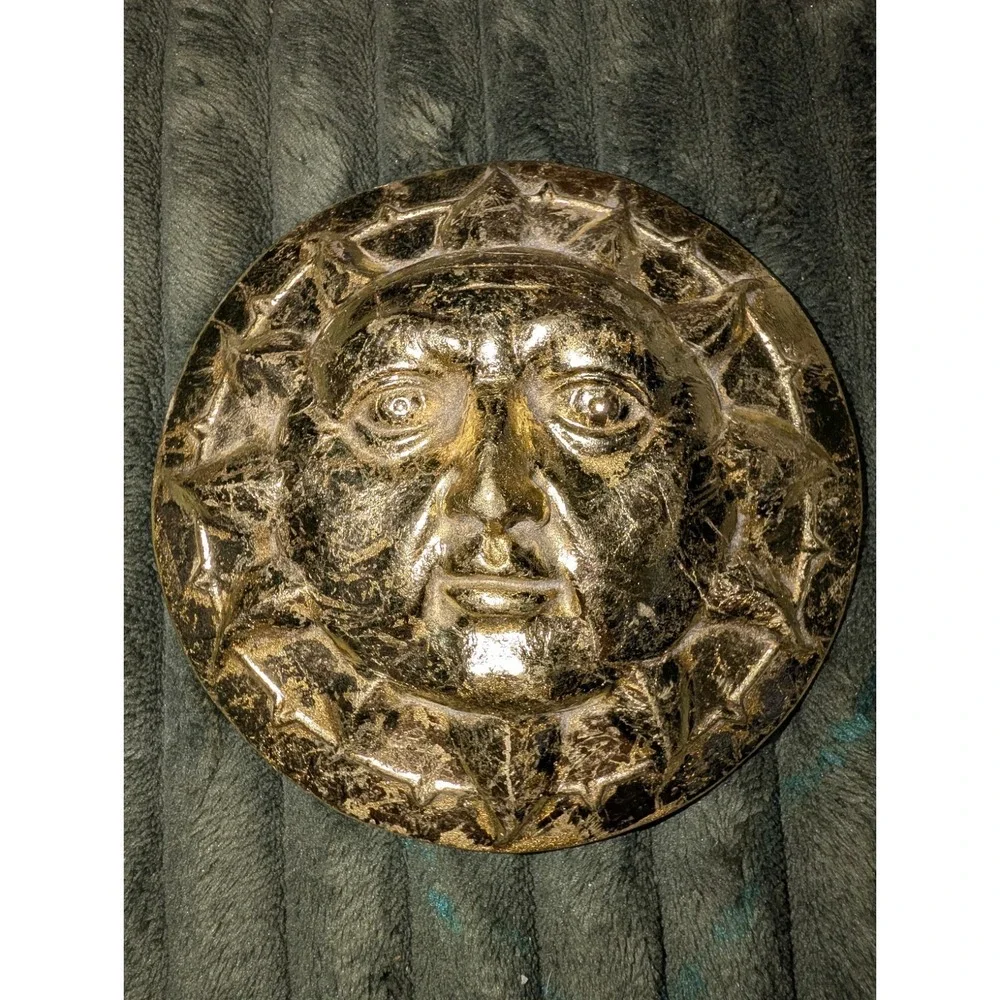 Vintage Pier 1 Gold Tone Sun Face Celestial Y2K Wall Plaque 5